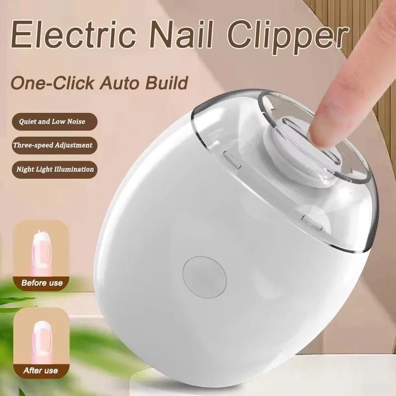 2in1 Electric Nail Clipper Cutter with LED Light Anti-Pinch Automatic Nail Grinder Trimmer for Baby Mini Manicure Tool Nail Care Quick Pick Grocers