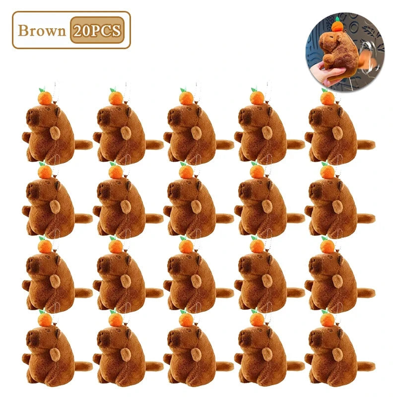 1-20PCS Plush Persimmon Wagging Tail Capybara Key Pendant Cute Plush Keychain Plush Doll Toy Schoolbag Pendant Gift Pendant Econic Blanks
