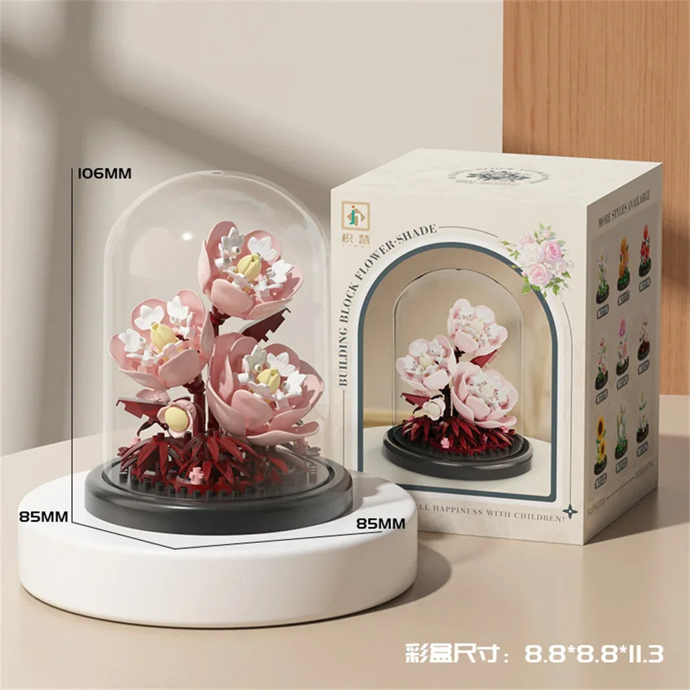 Eternal Flower Bouquet Bonsai Potted Plant Micro Building Blocks Model Home Decoration Puzzle Toys Kids Birthday Christmas Gifts Purest Peak Salt