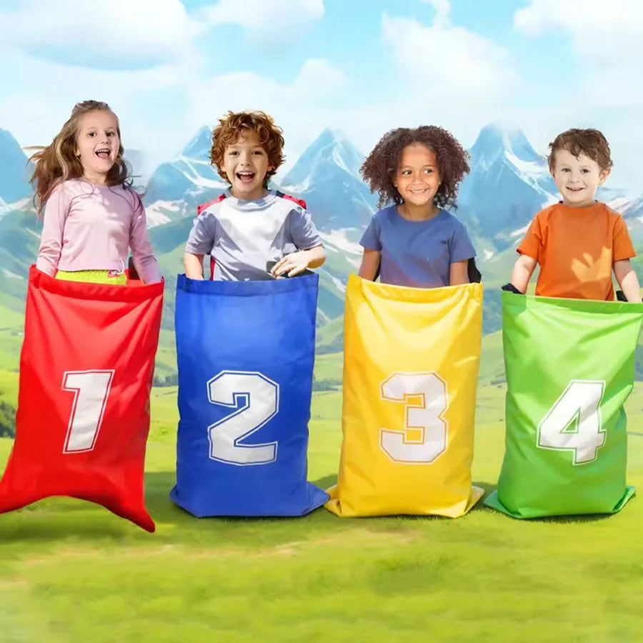 4pcs Colorful Kids Jumping Bags Foldable Lightweight Kids Field Race Bag Portable Easy To Carry Outdoor Games Outdoor Race Bags Quick Pick Grocers