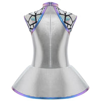 Girls Shiny Alien Outerspace Halloween Cosplay Costume Sleeveless Mock Zip Neck Tutu Dance Dress for Future World Party Quick Pick Grocers