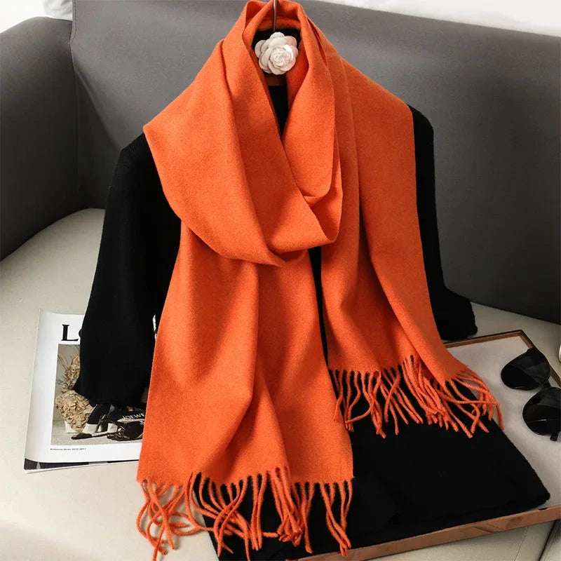 62Color Solid Women Winter Scarf Warm Thicken Cashmere Shawl Outdoor Fashion Luxury Tassels Pashmina Lady Wrap Windproof Scarves Econic Blanks