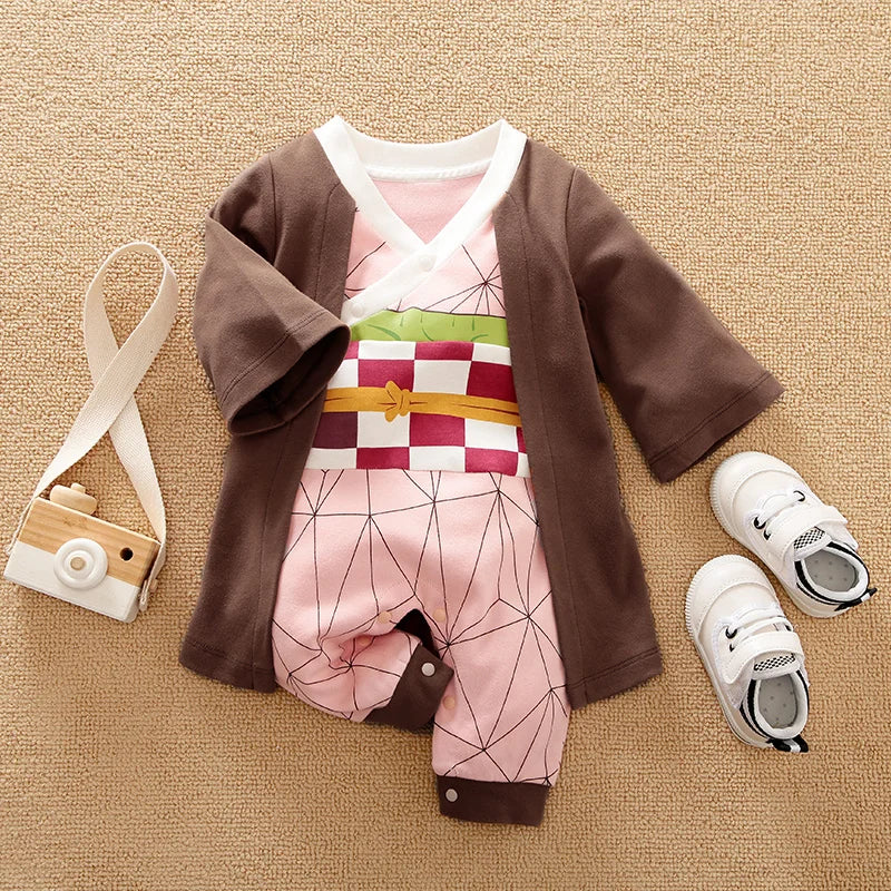Newborn Baby Anime Cape Style Children Long Sleeve Cotton Bodysuit, Cute Kids Boys Girls Romper Econic Blanks