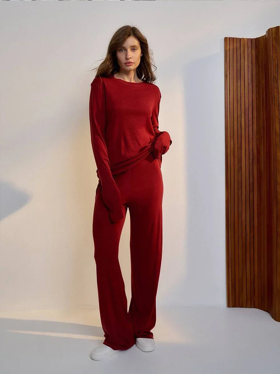 Hirsionsan Modal Soft Loose Sets Women 2026 Casual Two Pieces Long Sleeve T Shirts and High Waist Dresses Outfits Tracksuit Quick Pick Grocers
