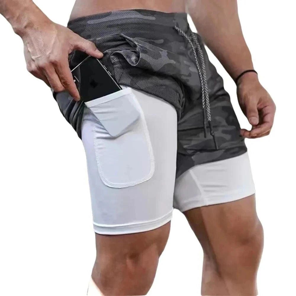 Camo Running Shorts Men Gym Sports Shorts 2 In 1 Quick Dry Workout Training Gym Fitness Jogging Short Pants Summer Men Shorts Econic Blanks