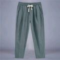 Men's Trousers Cotton Linen Fashion Casual Pants Solid Color Breathable Loose Shorts Straight Drawstring Pants Streetwear Men Quick Pick Grocers