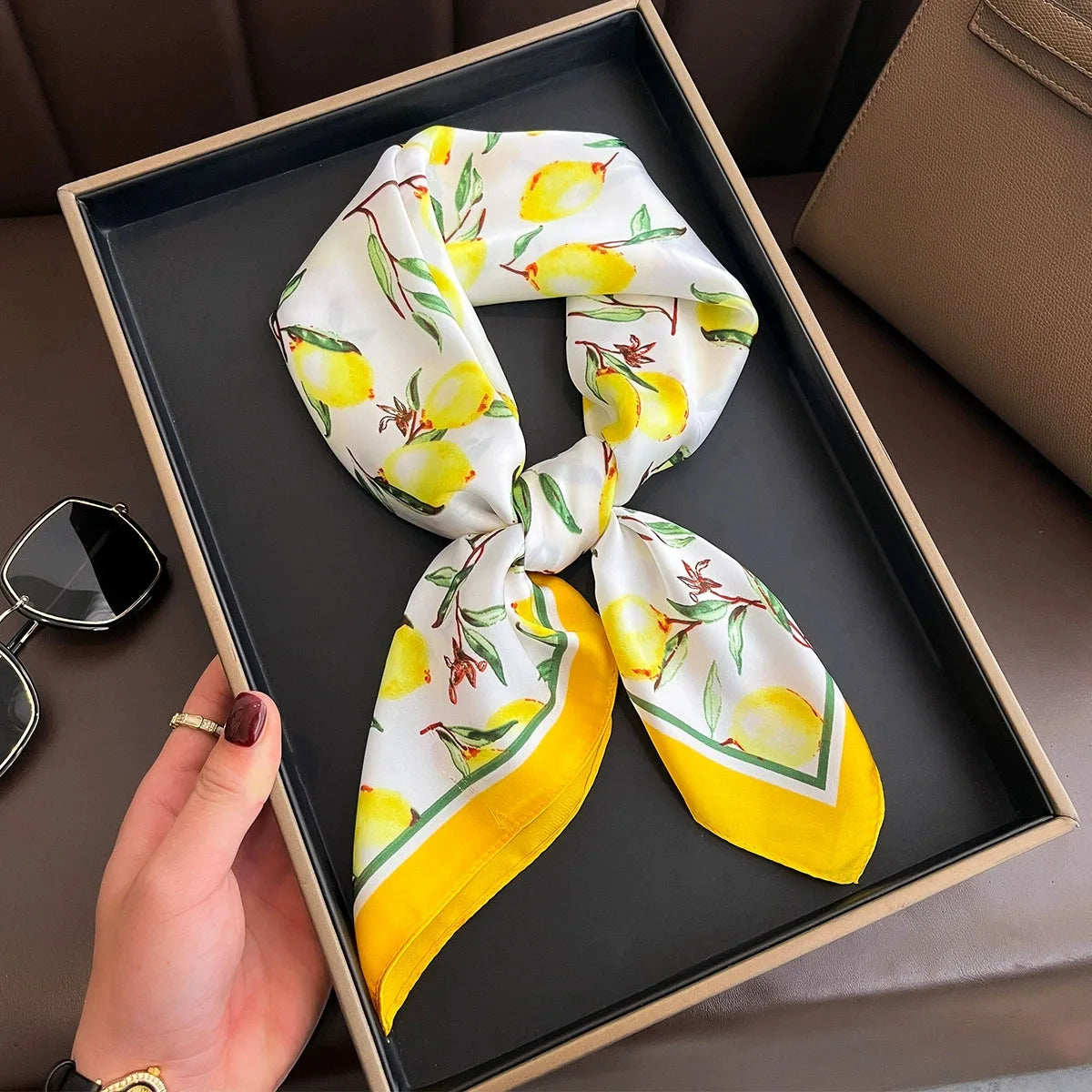 Bohemian Style Print Luxury Brand Silk Square Scarf Women Satin Shawls Neckerchief Wrap Scarves Bandana Hair Hjiab Floral Quick Pick Grocers