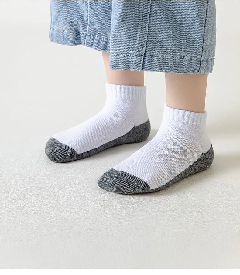 5 Pairs/Lot 2023 New Summer Children Socks Cotton Kids Fashion Black White Gray For 1-12 Years Teen Student Baby Girl Boy Socks Quick Pick Grocers