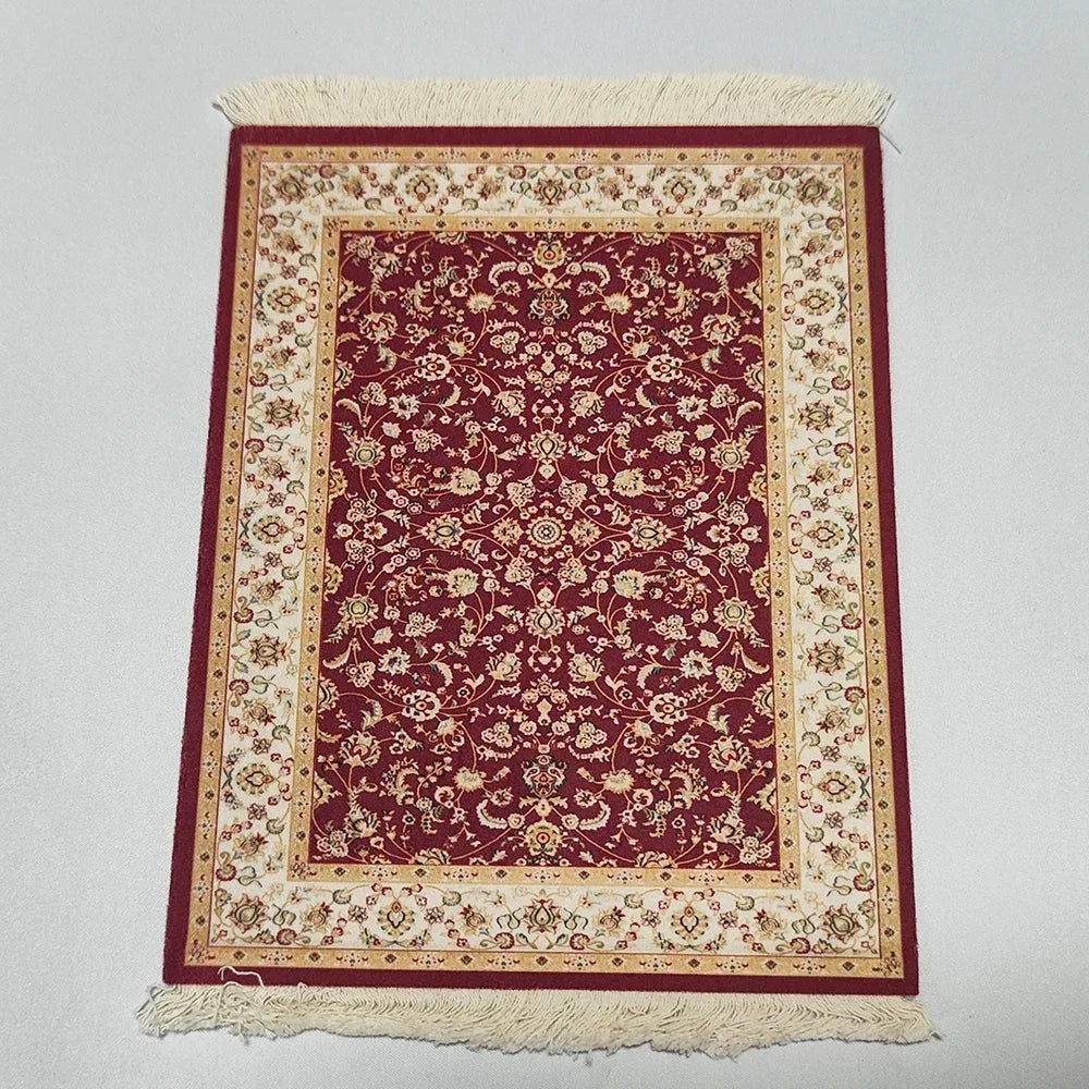 Woven flower Persian carpet small coaster wholesale merchants cheap mouse pad desk mat retro style rubber non-slip computer mats Quick Pick Grocers