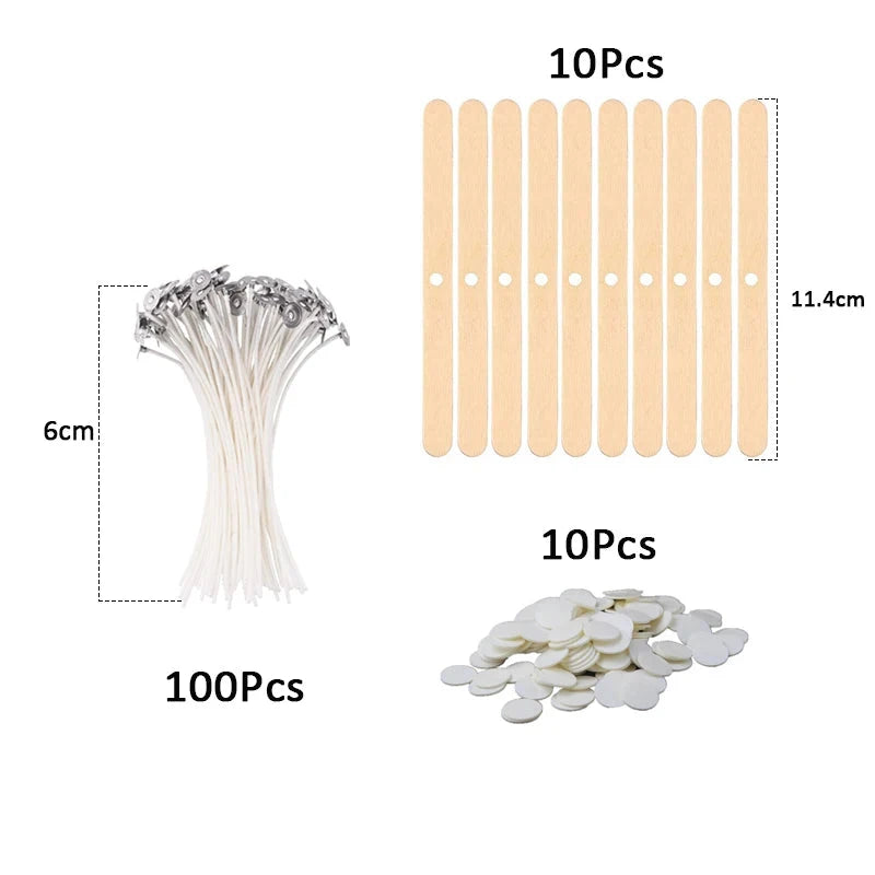 120Pcs Waxed Cotton Candle Wicks with Stand Original Smokeless Candle Wick for DIY Candle Silicone Mold Candle Making Supplies Econic Blanks