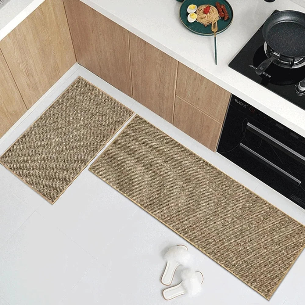 Washable Non-slip Kitchen Rug Faux Sisal Running Rug, Faux Woven Kitchen Mat Kitchen Runners With Back Made Of Natural Rubber Quick Pick Grocers