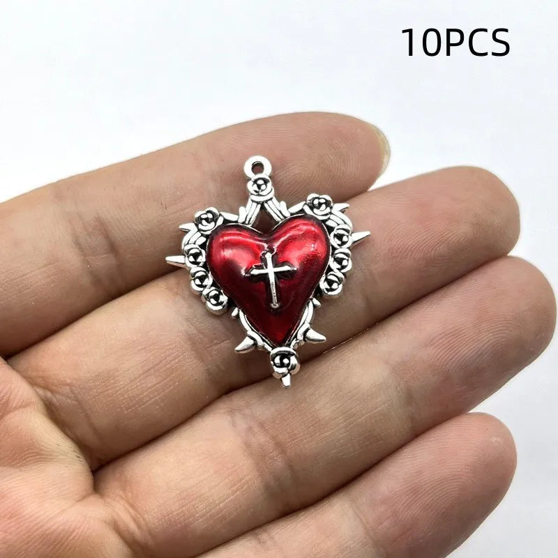 10/12PCS  Retro Dark Style Personalized Thorn Rose Cross Pendant DIY Accessories Quick Pick Grocers