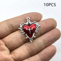 10/12PCS  Retro Dark Style Personalized Thorn Rose Cross Pendant DIY Accessories Quick Pick Grocers