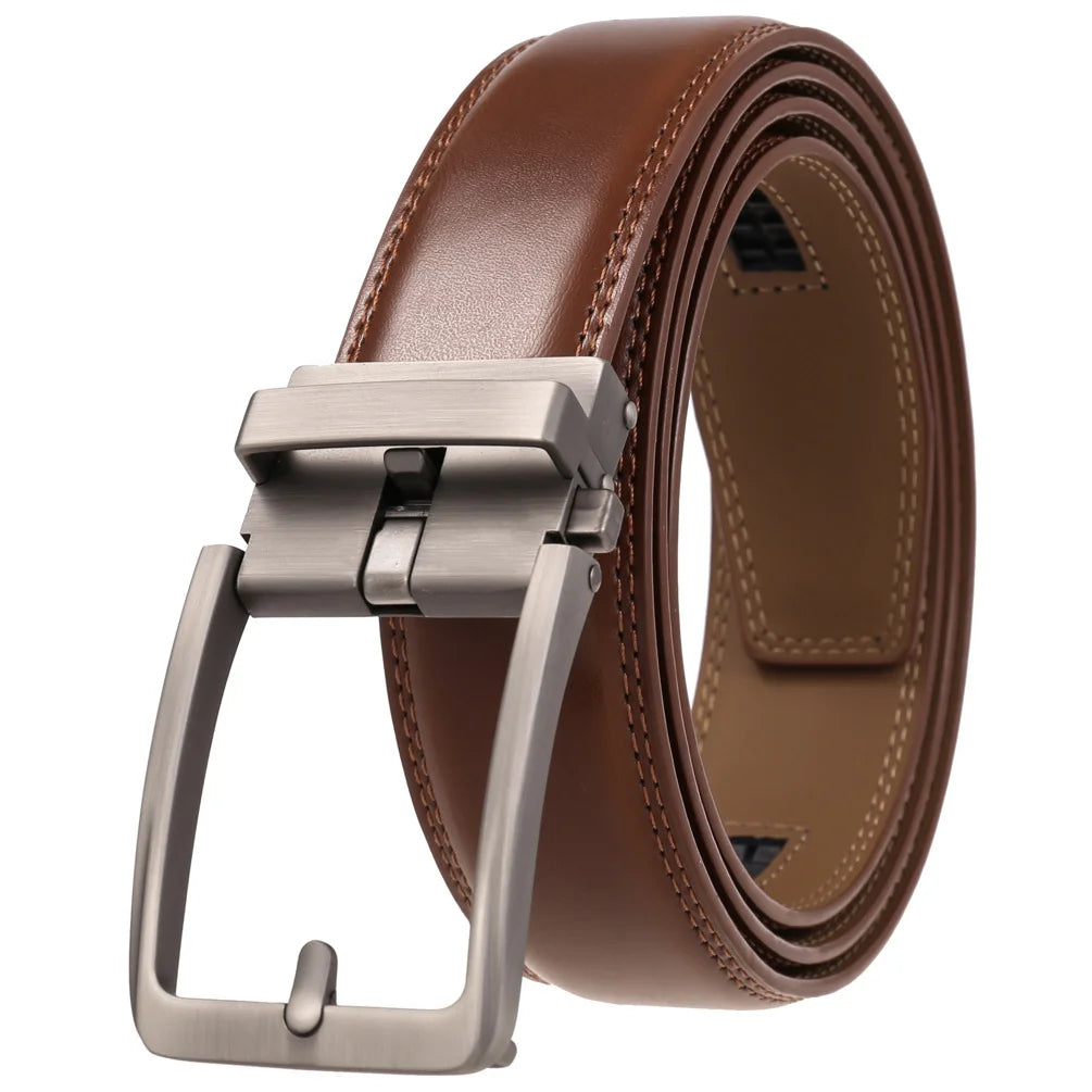Men's Leather Belts Fashion Automatic Buckle Cowskin Male Belts Luxury Designer Black Brown 3.5cm Quick Pick Grocers