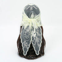 Elegant Lace Scarf Hollow Out Embroidery Foulard Bandana Solid Color Triangular Scarf Thin Vintage HandkerChiefs for Hair Woman Quick Pick Grocers
