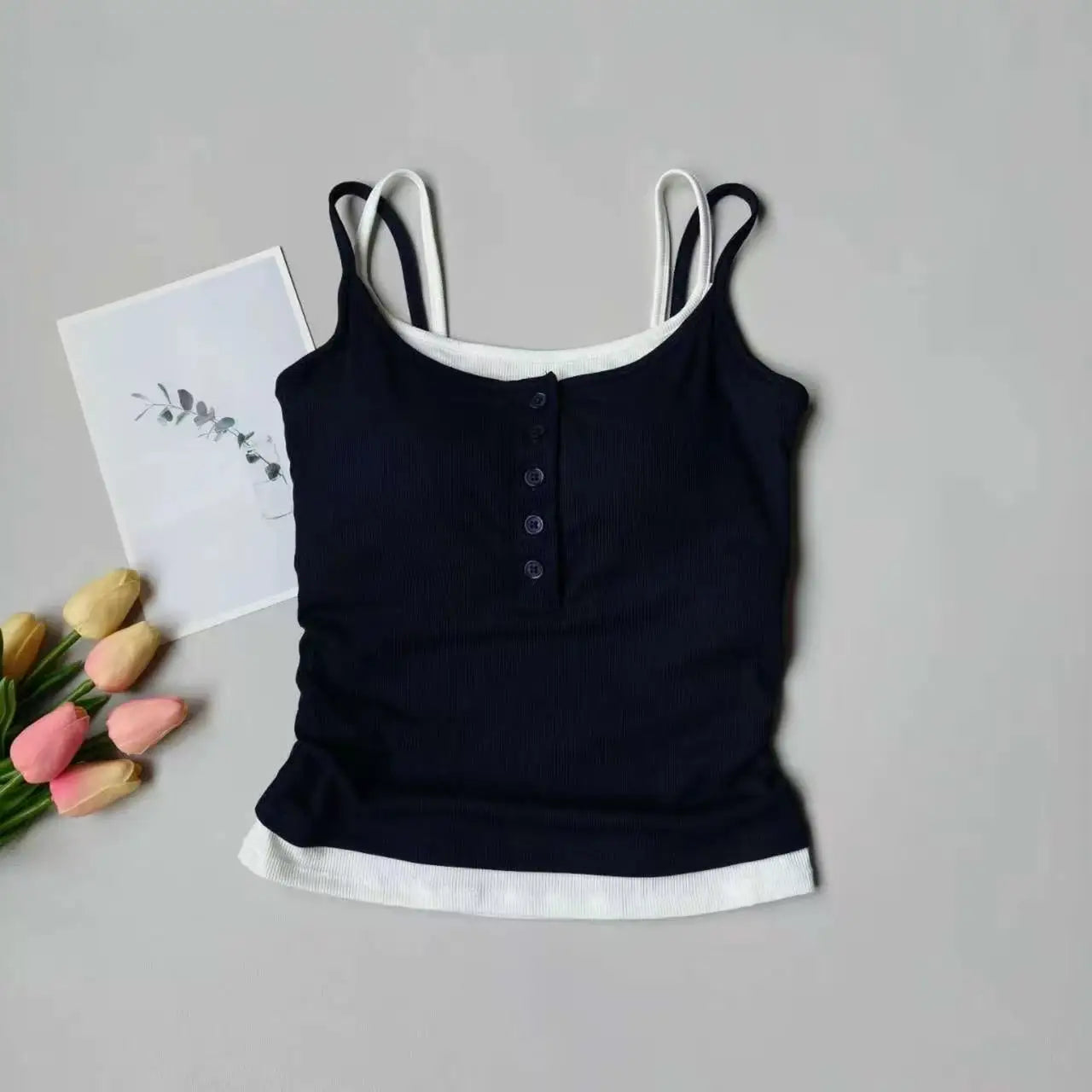 Yoga Tank Top, One-piece Mock Two-piece Sports Tank Top With Push-up Bra Pads, Breathable Quick-Drying Workout Fitness Wear Quick Pick Grocers