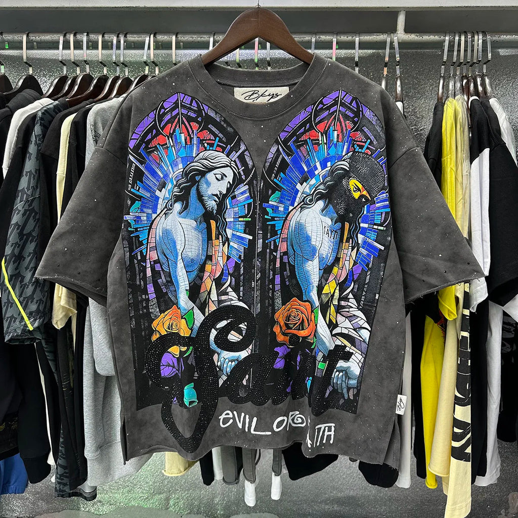 Shinning Bling Diamond Short Sleeve Cropped T-shirt for Men and Women Crew Neck Rhinestone Loose Cotton Summer Tshirts Oversized Quick Pick Grocers