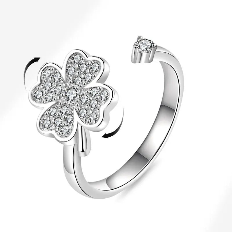 VENTFILLE 925 Sterling Silver Sunflower Diamond Zircon Rotatable Ring For Women Gift Relieve Stress Ring Jewelry Wholesale Quick Pick Grocers
