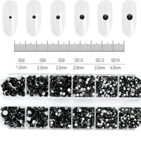 12Grids SS6-SS30 Mixed Nail Rhinestones Shiny Clear/Gold/Pink/Blue Diamond Flat-back Nail Gems Glass Stones Nails Decoration Econic Blanks