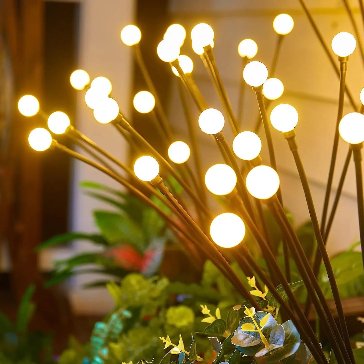 8 LED Solar Garden Lights Powered Firefly Lights Outdoor Waterproof Vibrant Garden Lights for Patio Pathway Decoration,Warm Econic Blanks