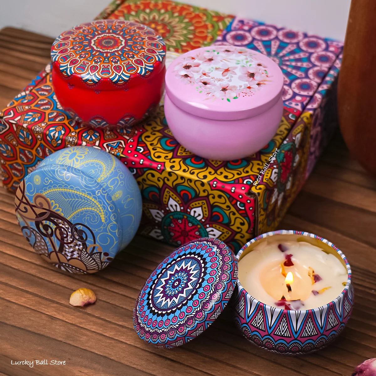 4Pcs/Box Scented Candle Set Gift Islamic Arabian Patterns Fragrance Candle Jar DIY Smokeless Couples Romantic Incense Candles Purest Peak Salt