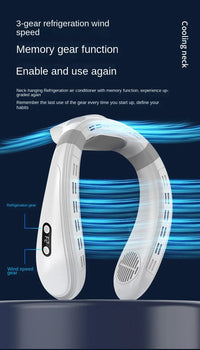 New Portable Neck Fan 5200mAh Neck Air Conditioner Rechargeable Semiconductor Cooling Fan Outdoor Personal Fan Wearable Cooler Quick Pick Grocers