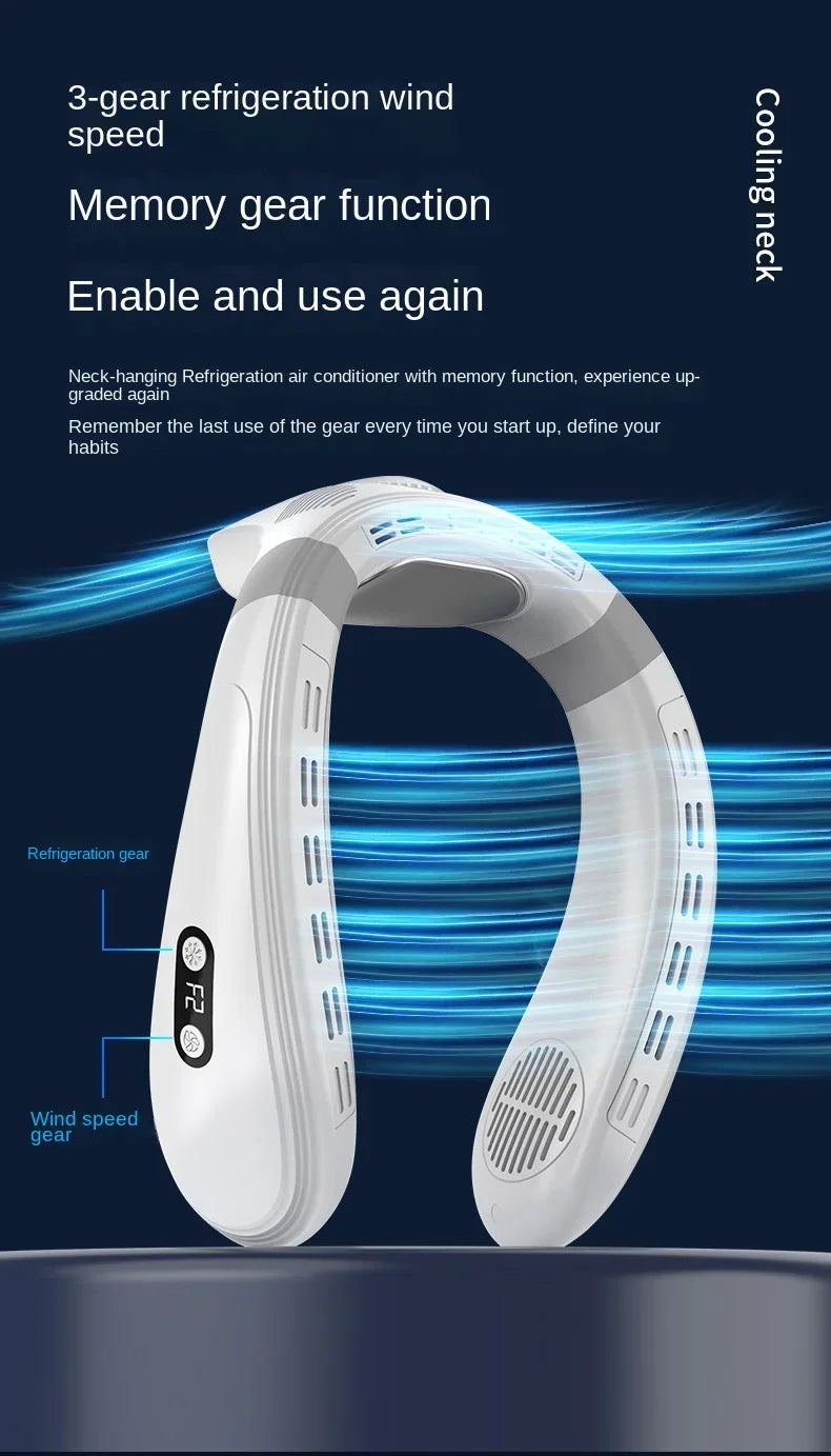 New Portable Neck Fan 5200mAh Neck Air Conditioner Rechargeable Semiconductor Cooling Fan Outdoor Personal Fan Wearable Cooler Quick Pick Grocers