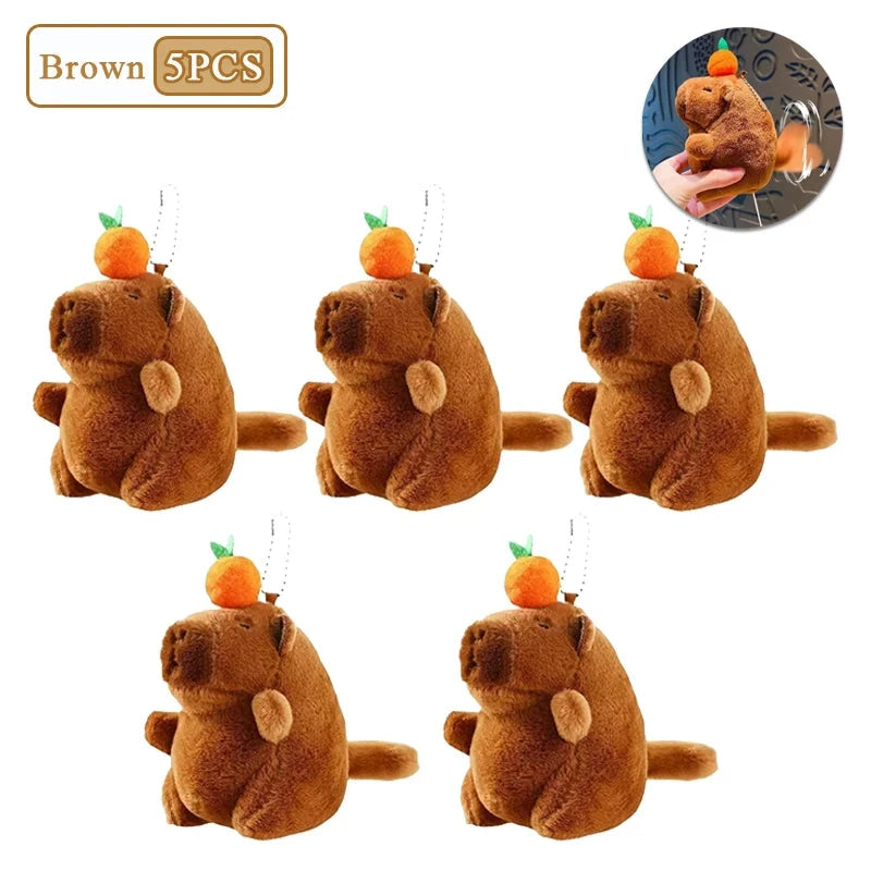 1-20PCS Plush Persimmon Wagging Tail Capybara Key Pendant Cute Plush Keychain Plush Doll Toy Schoolbag Pendant Gift Pendant Econic Blanks