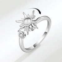 VENTFILLE 925 Sterling Silver Sunflower Diamond Zircon Rotatable Ring For Women Gift Relieve Stress Ring Jewelry Wholesale Quick Pick Grocers