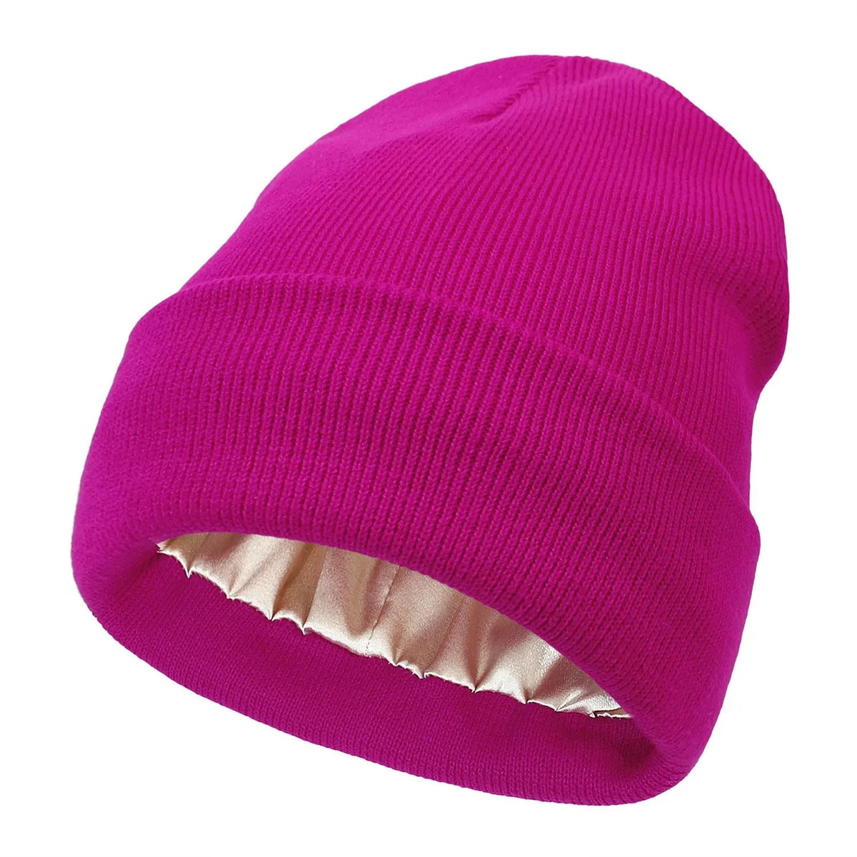 Unisex Satin Lined Beanie Hat For Women Winter Silk Lining Slouchy Warm Cuffed Skullies 2Layer Hair Cover Sleep Cap Quick Pick Grocers