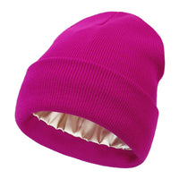 Unisex Satin Lined Beanie Hat For Women Winter Silk Lining Slouchy Warm Cuffed Skullies 2Layer Hair Cover Sleep Cap Quick Pick Grocers