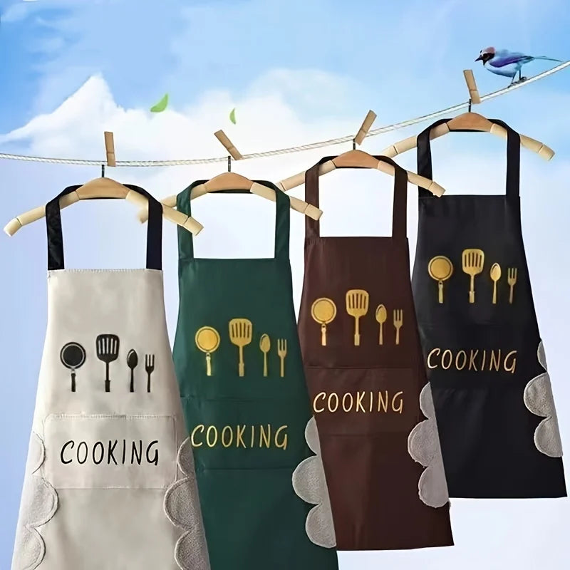 Stylish 1pc Kitchen Apron Unisex Adjustable Cooking Apron Solid Color Household Apron with Pocket for Adults Kitchen Supplies Econic Blanks
