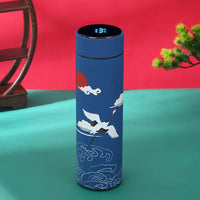 Chinese Style Vacuum Flask With Temperature Display Retro Smart Insulated Water Bottles 304 Stainless Steel Thermal Cu Travel Quick Pick Grocers