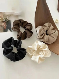 1/3PCS Vintage Silk Hair Scrunchies Elastic Hair Bands Solid Color Women Girls Headwear Ponytail Ties Rope Hair Accessories Quick Pick Grocers