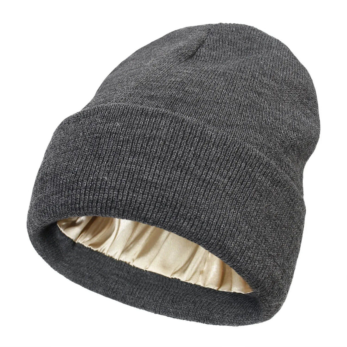 Unisex Satin Lined Beanie Hat For Women Winter Silk Lining Slouchy Warm Cuffed Skullies 2Layer Hair Cover Sleep Cap Quick Pick Grocers