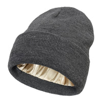Unisex Satin Lined Beanie Hat For Women Winter Silk Lining Slouchy Warm Cuffed Skullies 2Layer Hair Cover Sleep Cap Quick Pick Grocers