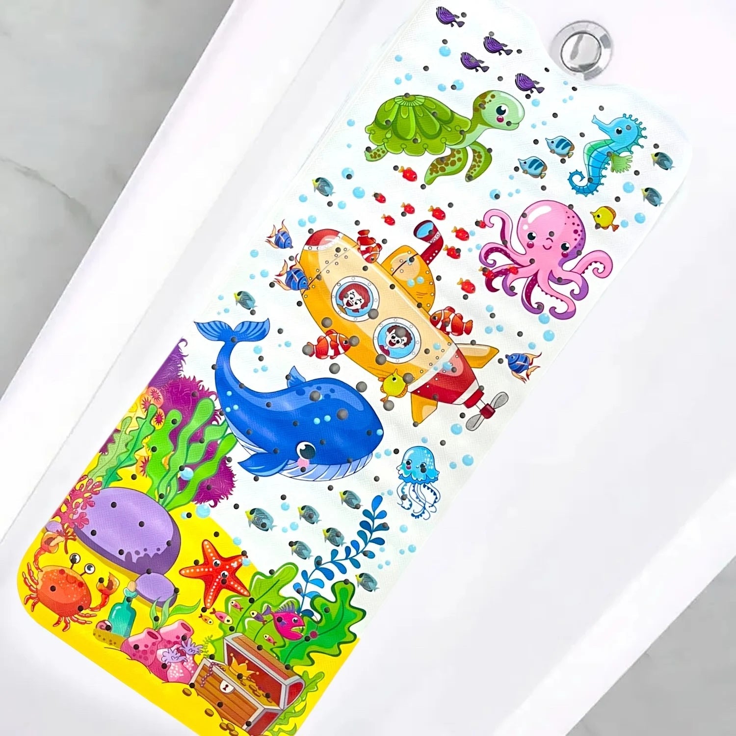 1pc Cartoon Extra Long Bathtub Mat 40x100cm Non Slip Bath Mat for Bathroom Tubs Shower Mats with Suction Cups & Drain Holes Quick Pick Grocers