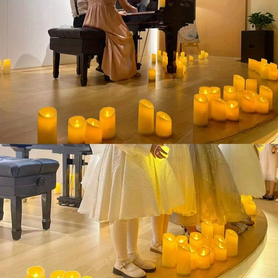 10-120pcs Flameless Fake Candle LED Flickering Candles Battery Operated LED Pillar Candles for Wedding Halloween Decor Party Econic Blanks