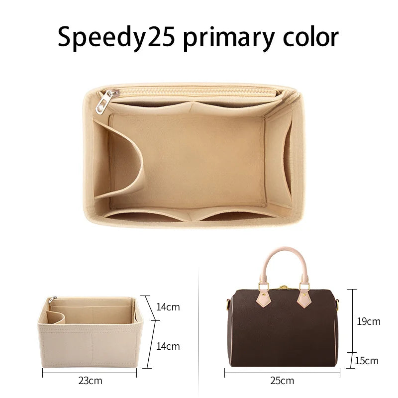 WUTA Felt Insert Bag Organizer For LV Speedy 20 25 30 35 Flap Handbag Inner Bag Makeup Travel Purse Storage Tote Bag Accessories Quick Pick Grocers
