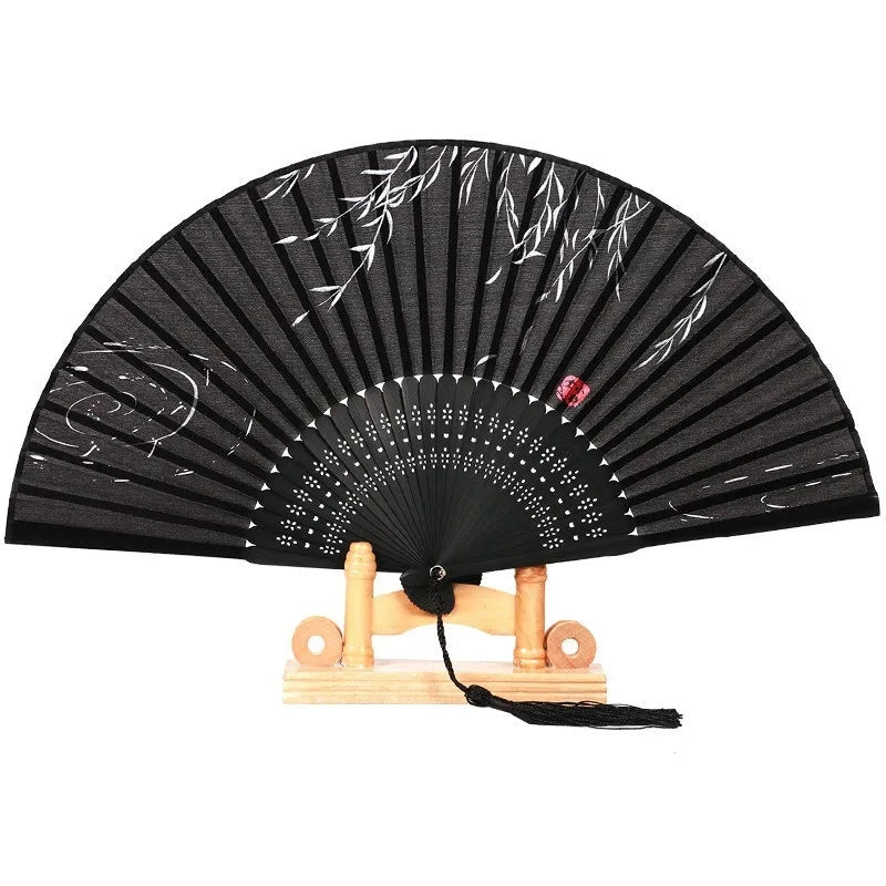 Hand Fan Foldable Silk Fan Noodles Bamboo Fan Bones Halloween Cosplay Prop Christmas Wedding Decoration Party Gifts Art Crafts Econic Blanks