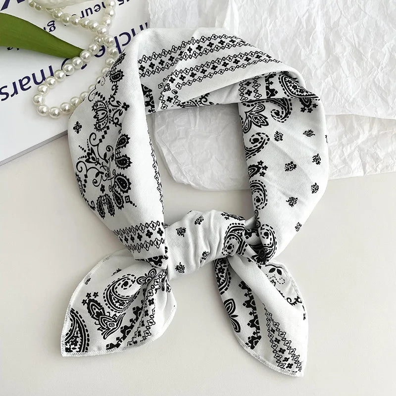 55cm Laies Headband Cotton Linen Square Scarf Women Korean College Girls Fashion Spring Autumn New Style Elegant Neck Scarves Quick Pick Grocers