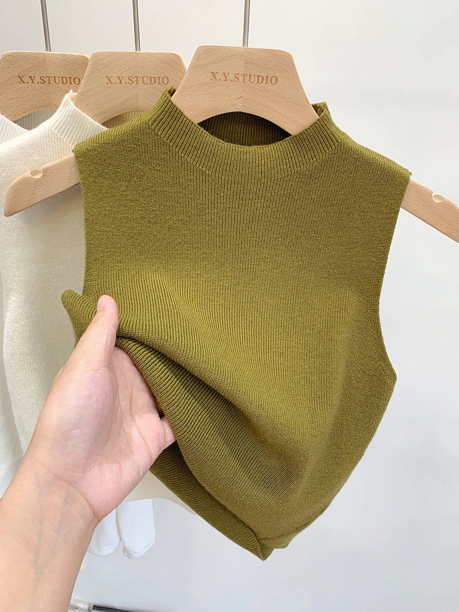 Women Knitted Tank Top Summer Fall Slim Sweater Short Sleeveless Solid Spring Autumn Sweaters Pullovers 2026 Quick Pick Grocers
