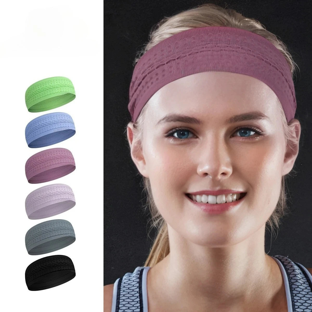 1PC Non-Slip Sport Headbands Moisture Wicking Workout Sweatband for Men & Women Fitness Running Cycling Football Yoga Hairband Quick Pick Grocers