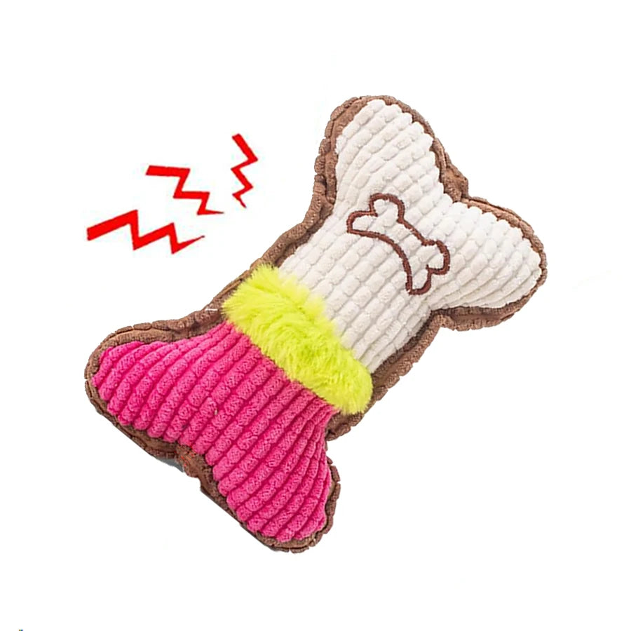 1pc Dog Squeaky Toys, Bones Plush Dogs Chew Toy for Small Medium Breed Puppy Aggressive Chewer Pets Puppy Playing Cleaning Teeth Econic Blanks