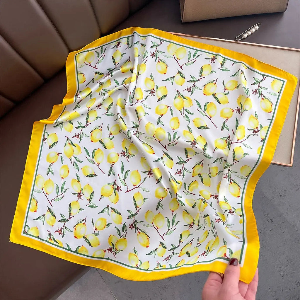 2025 Silk Shawl Print Headscarf Cat Hair Wrap Neckerchief Female Satin Square Scarf For Women Headband Foulard Hijab Bandana Quick Pick Grocers