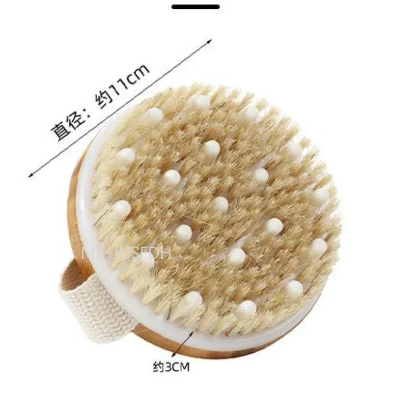 2 In 1 Dry Skin Body Massage Brush Natural Bristle Dead Skin Remover Anti Cellulite Exfoliates Blood Circulation Massage Tools Quick Pick Grocers