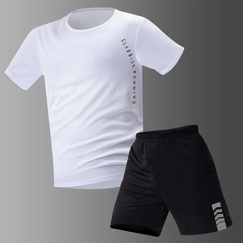 2/4/6 Pcs Plus Size Men's Quick-drying Short-sleeved Shorts Suit Men's Leisure Sports Running Fitness T-shirt Joker Shorts Teen Quick Pick Grocers