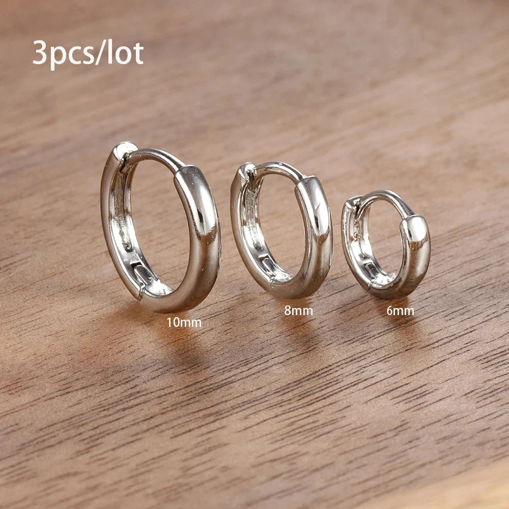 3 Piece Fashion Stainless Steel Round Star Drop Earrings Set for Women 18K Gold Plated Dangle Earring Punk Unisex Rock  Jewelry Econic Blanks