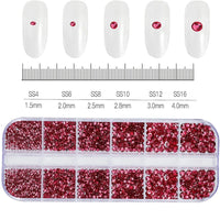 12Grids SS6-SS30 Mixed Nail Rhinestones Shiny Clear/Gold/Pink/Blue Diamond Flat-back Nail Gems Glass Stones Nails Decoration Econic Blanks