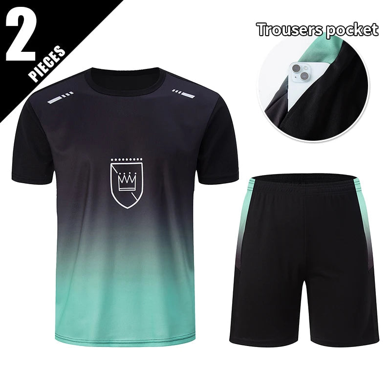2/4/6 Pcs Plus Size Men's Quick-drying Short-sleeved Shorts Suit Men's Leisure Sports Running Fitness T-shirt Joker Shorts Teen Quick Pick Grocers